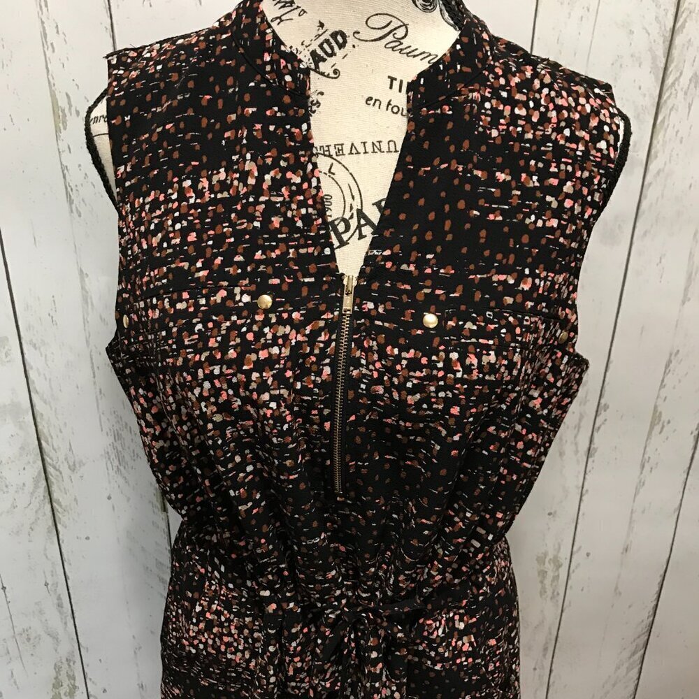 Apt 9 sleeveless mini length dress.  Size Large.  Black, brown, peach, gold - Picture 2 of 11